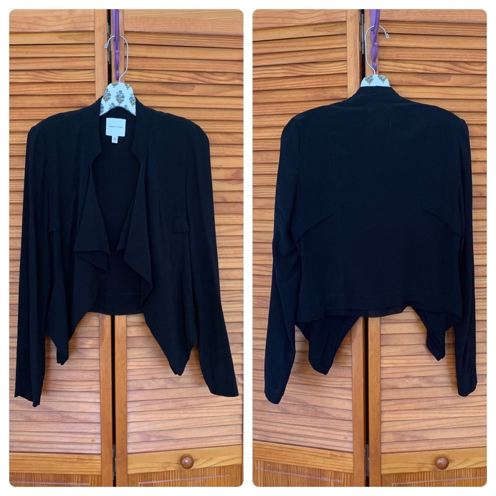 100% Silk Open Front Drape Cardigan Cropped Jacket sz Large